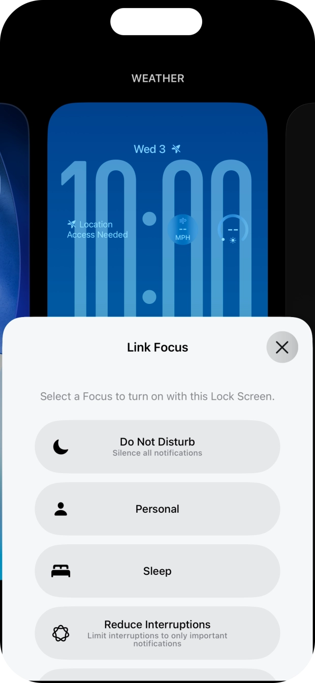 Press the required focus mode. Press the required focus mode.