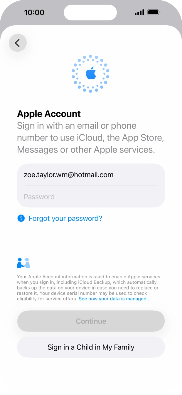 Press Password and key in the password for your Apple Account. Press Password and key in the password for your Apple Account.
