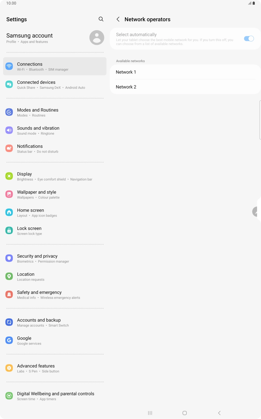 Press the required network. Press the required network.