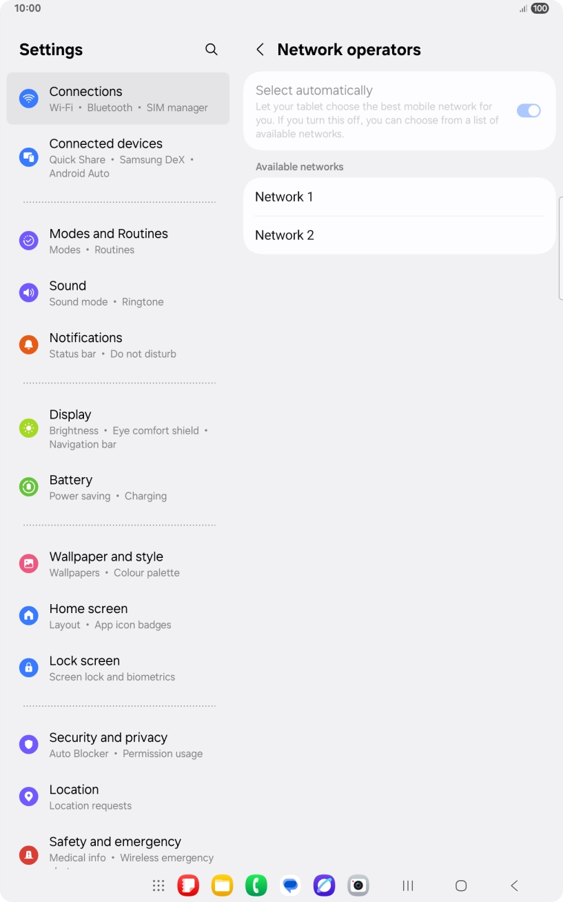 Press the required network. Press the required network.