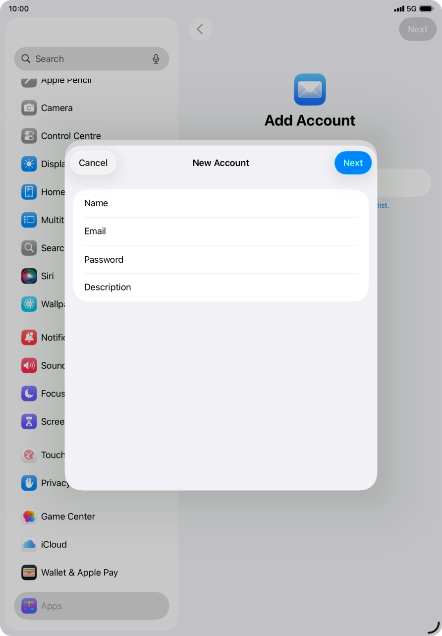 Press Description and key in the required name.