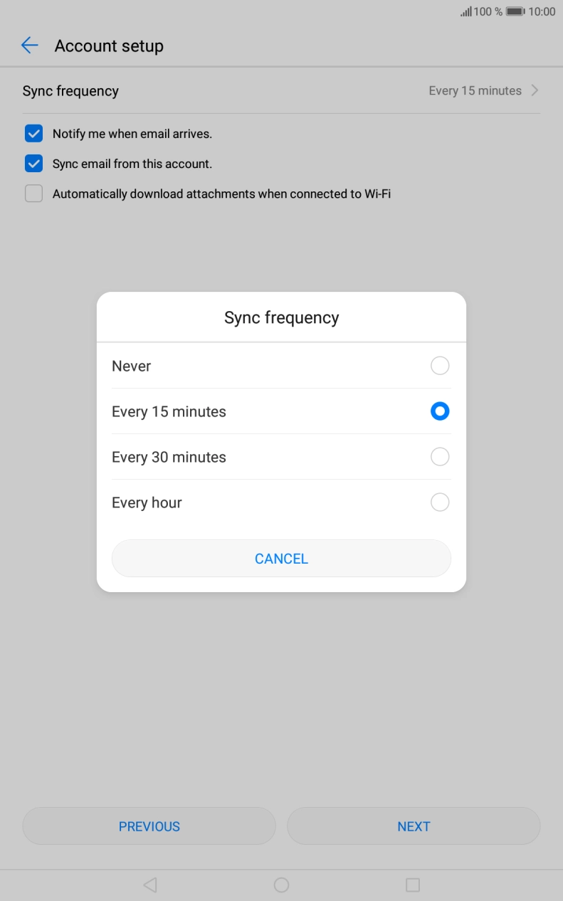 Press the required setting.