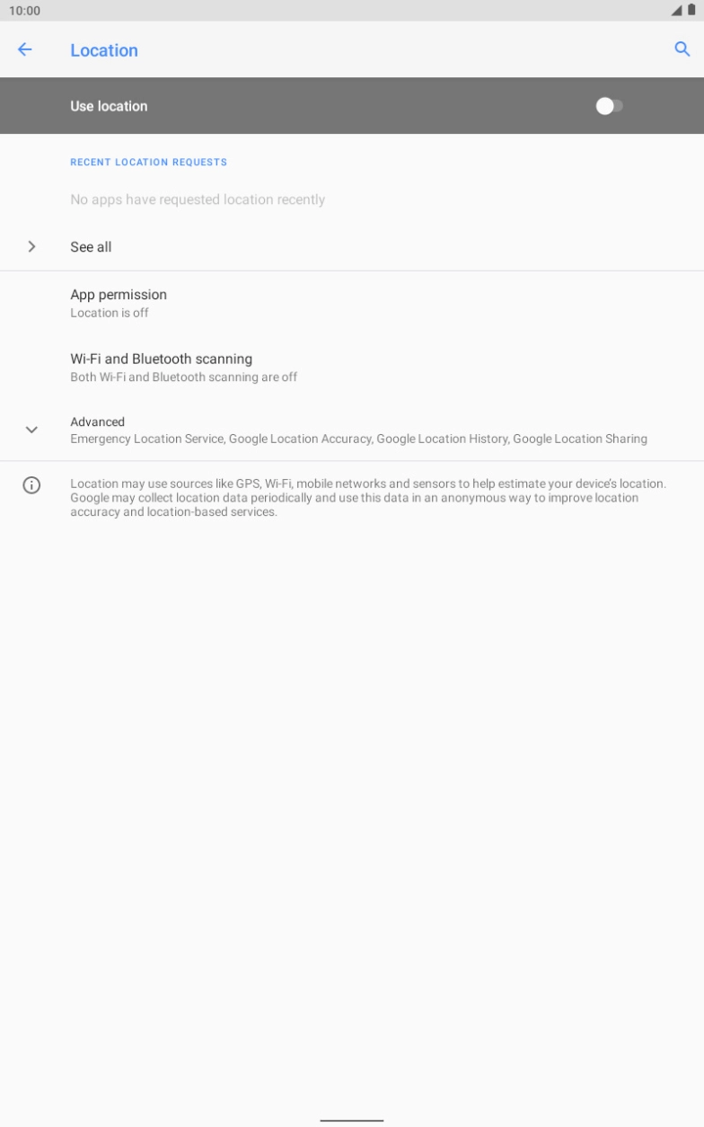 Press the indicator next to 'Use location' to turn the function on or off.