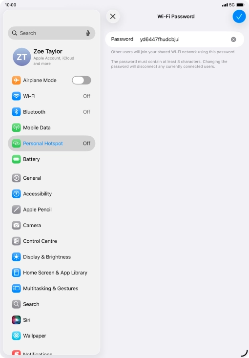 Press the confirm icon.