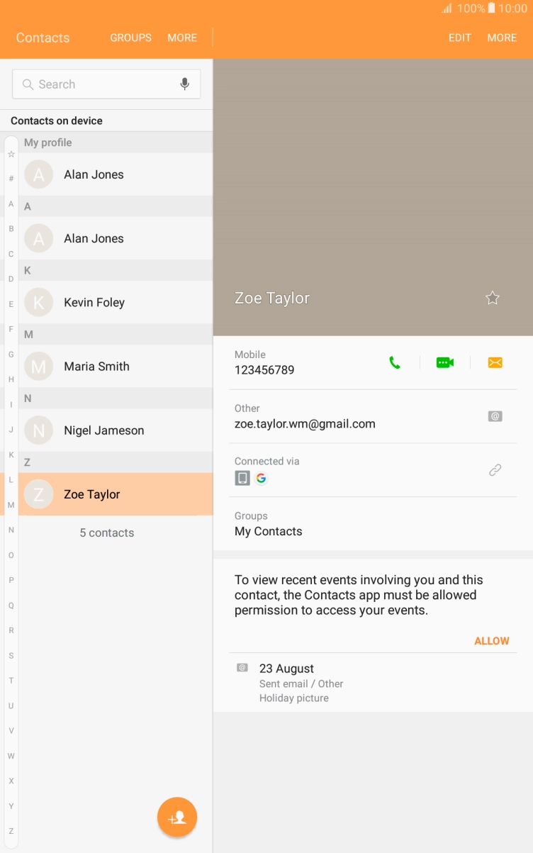 Press the required phone number.