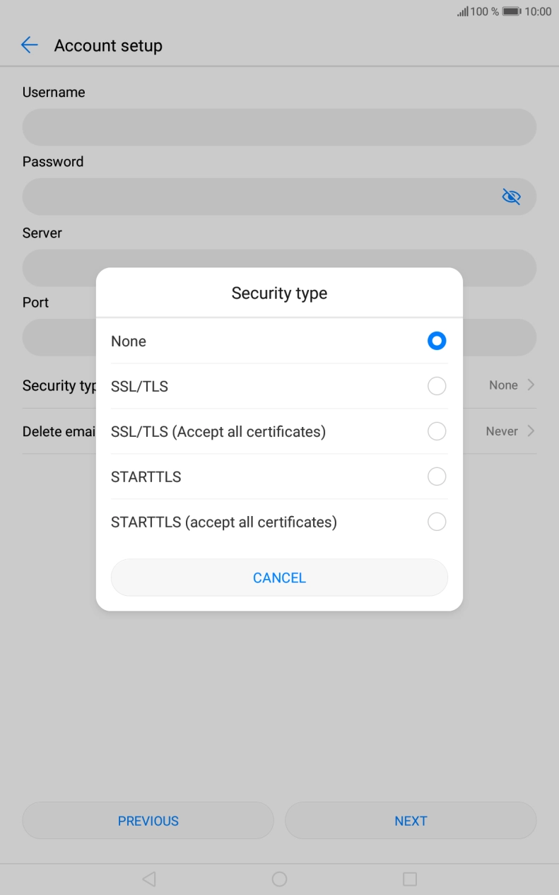 Press None to turn off the function.