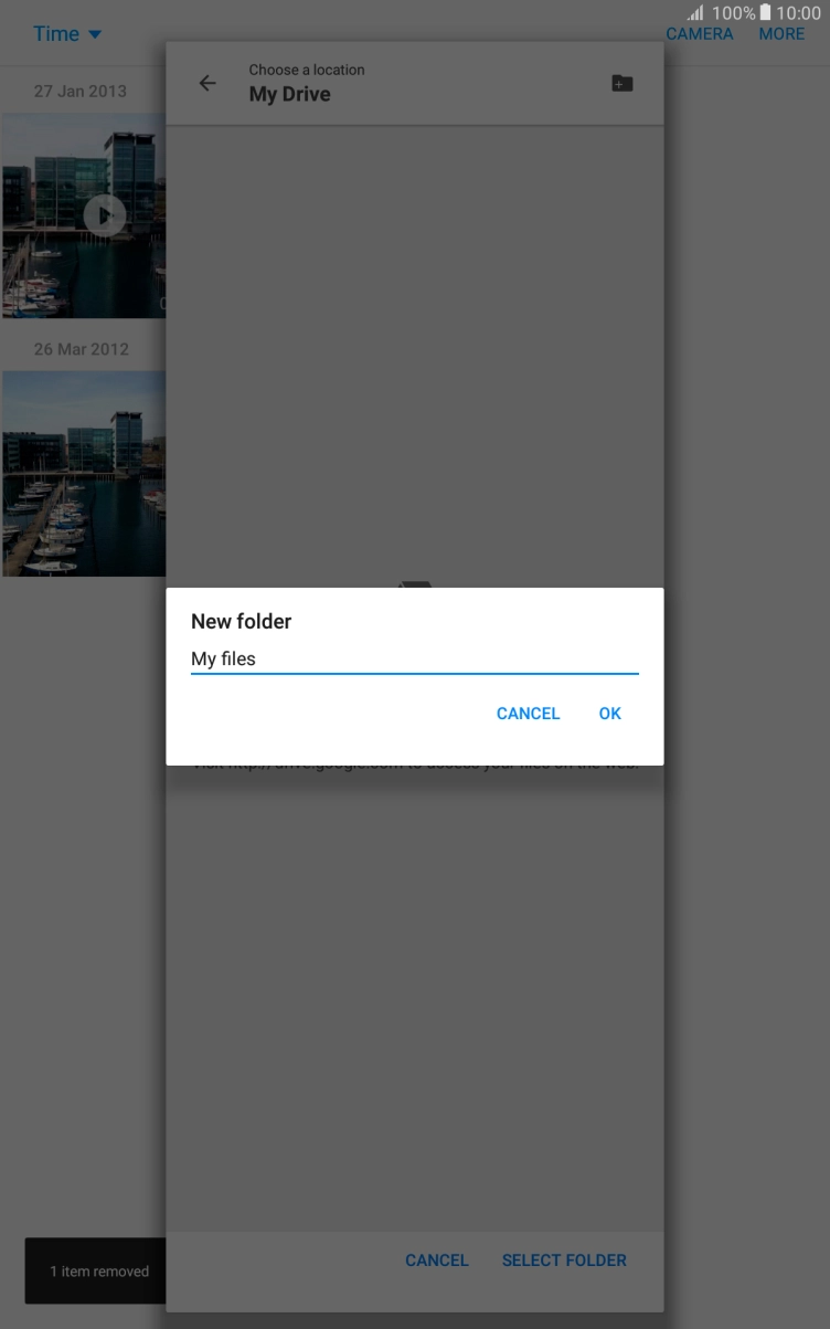 Key in a name for the folder and press OK.
