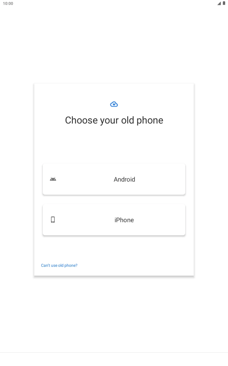 Press the required setting and follow the instructions on the screen to transfer the content from another device.