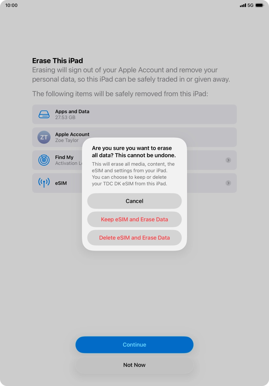 Press the required setting.