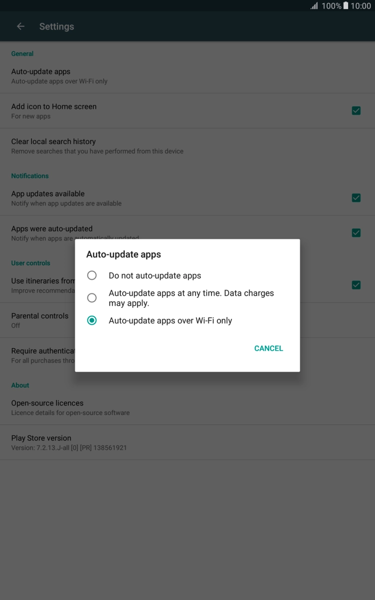 Press Do not auto-update apps to turn off the function.