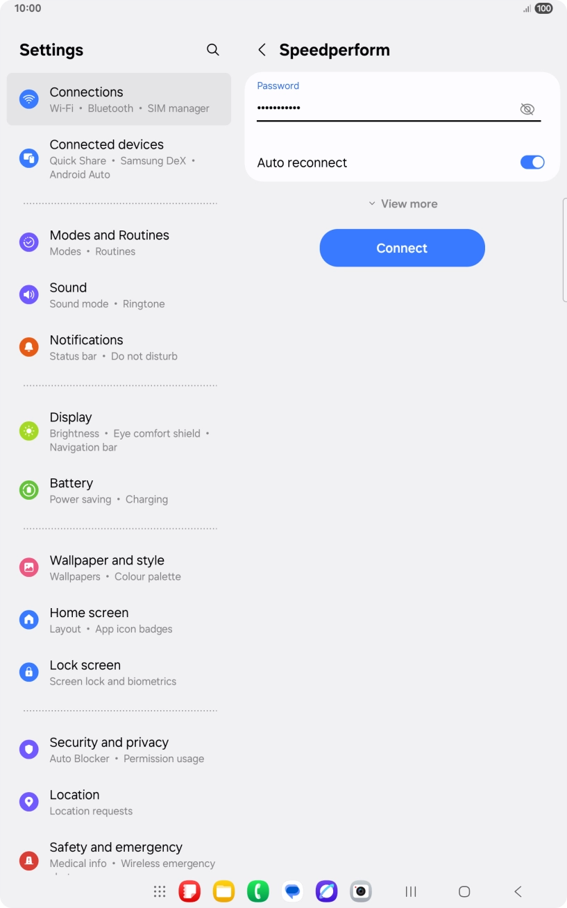 Key in the password for the WiFi network and press Connect.