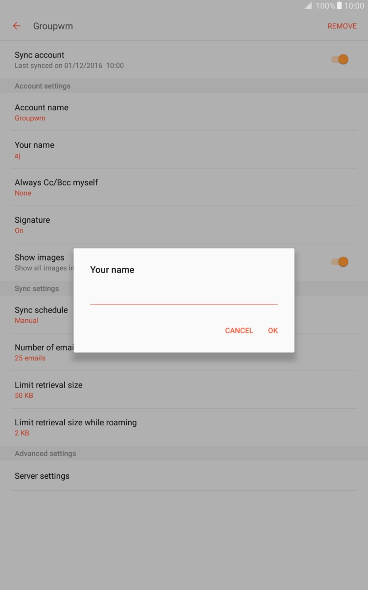 Key in the required sender name and press OK. Key in the required sender name and press OK.