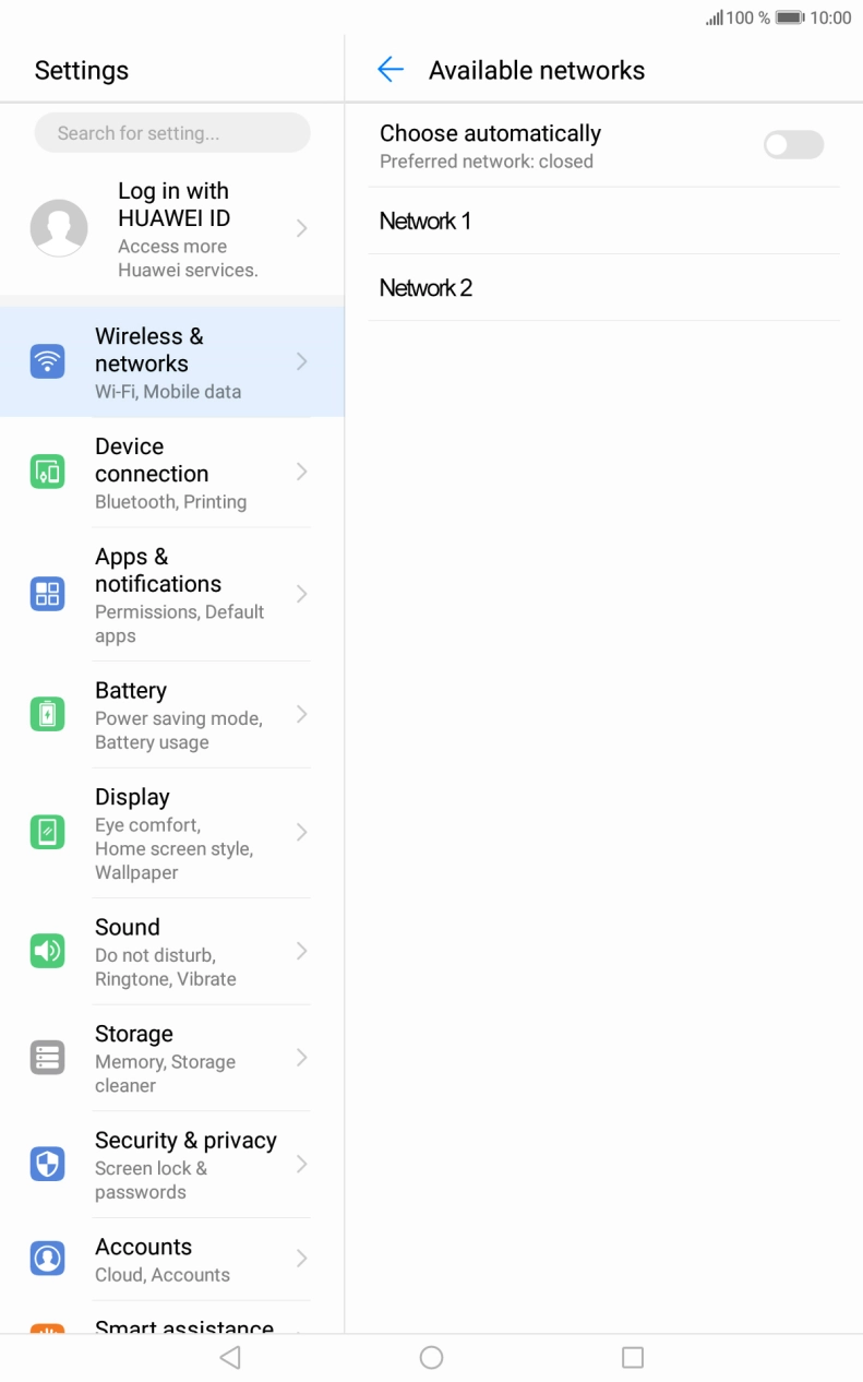 Press the required network.