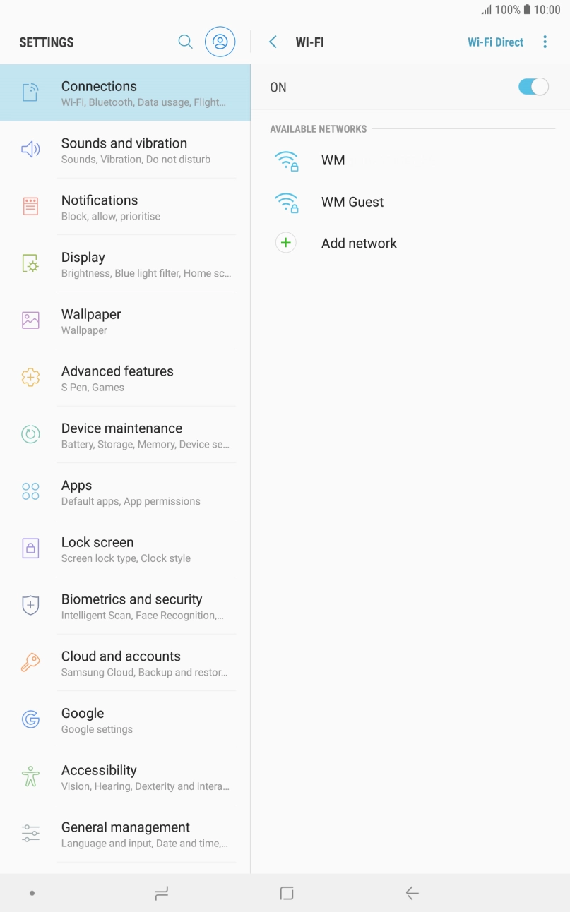 Press the required WiFi network.