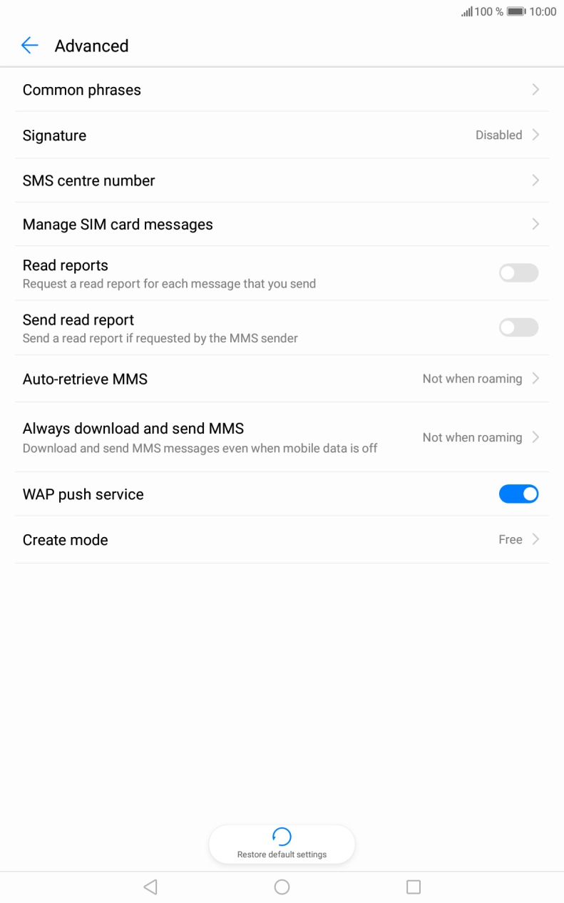 Press SMS centre number.