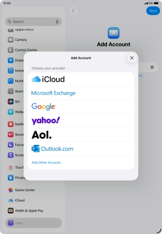 Press Add Other Account... and key in your email address.