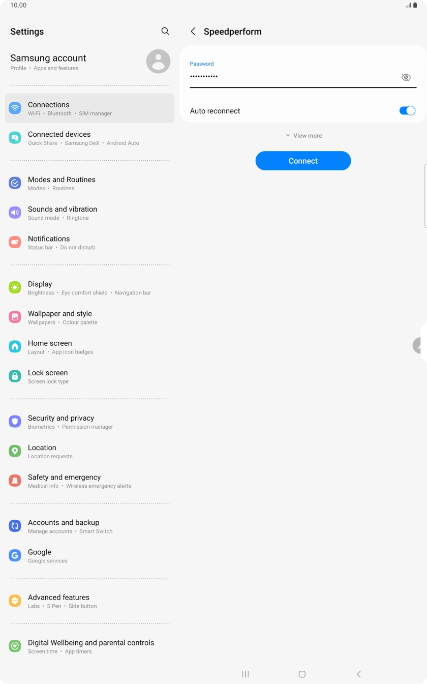 Key in the password for the WiFi network and press Connect.