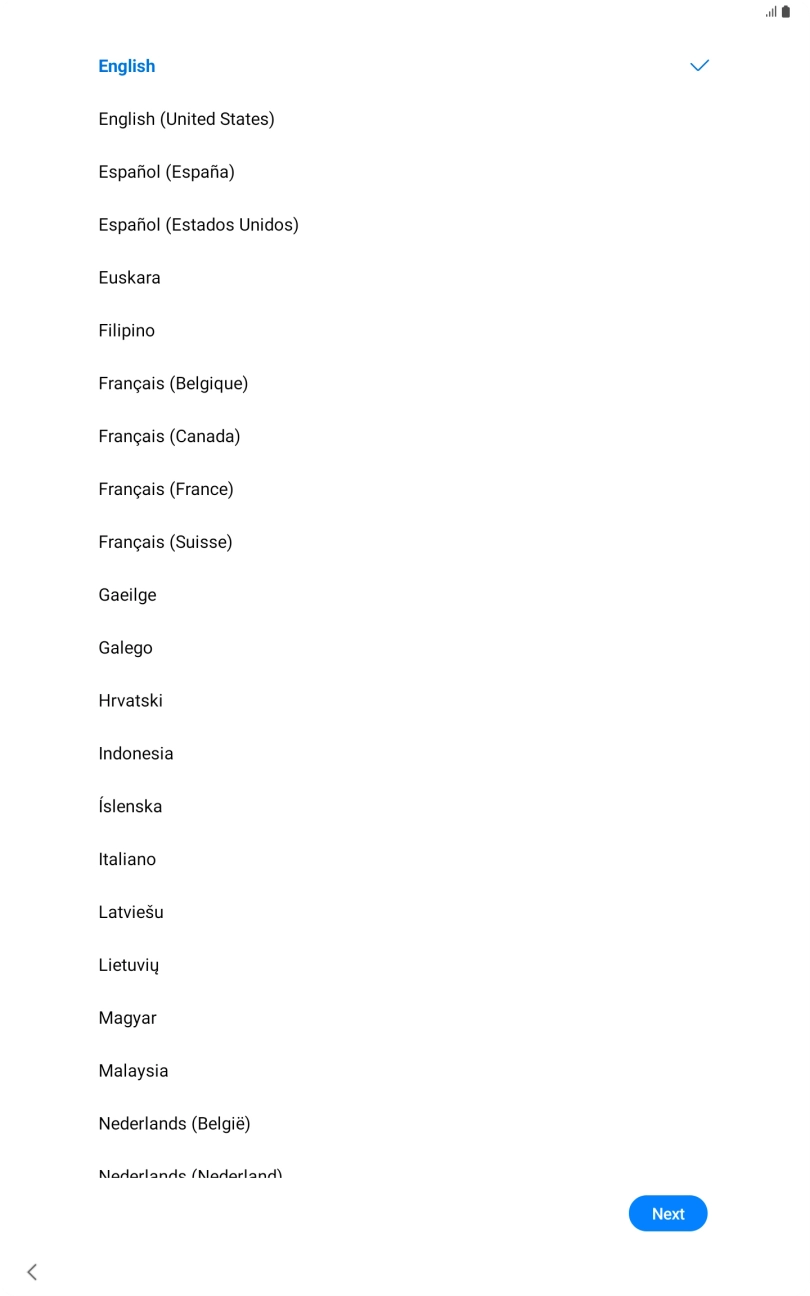 Press the required language.