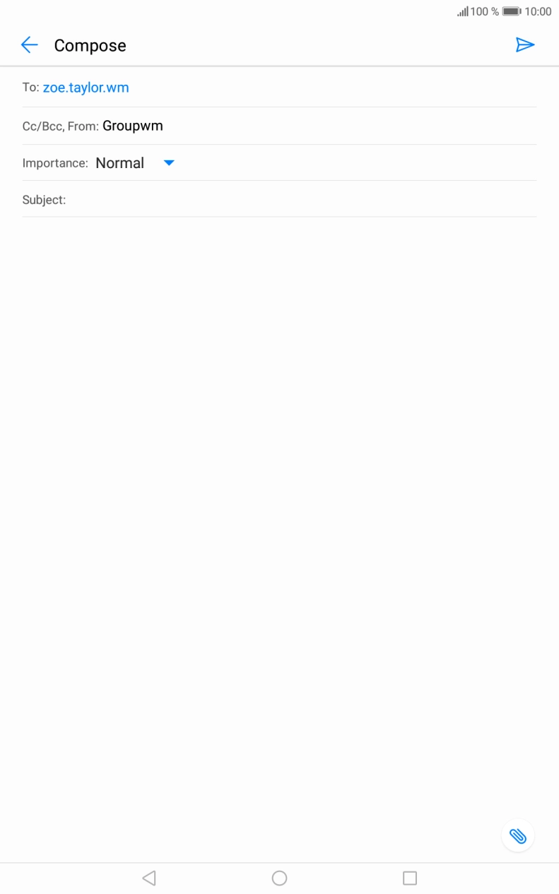 Press the field next to 'Subject:' and key in the required subject.