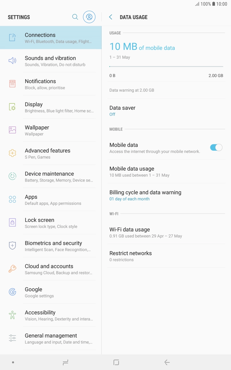 The total data usage is displayed.