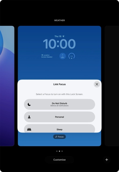 Press the required focus mode.