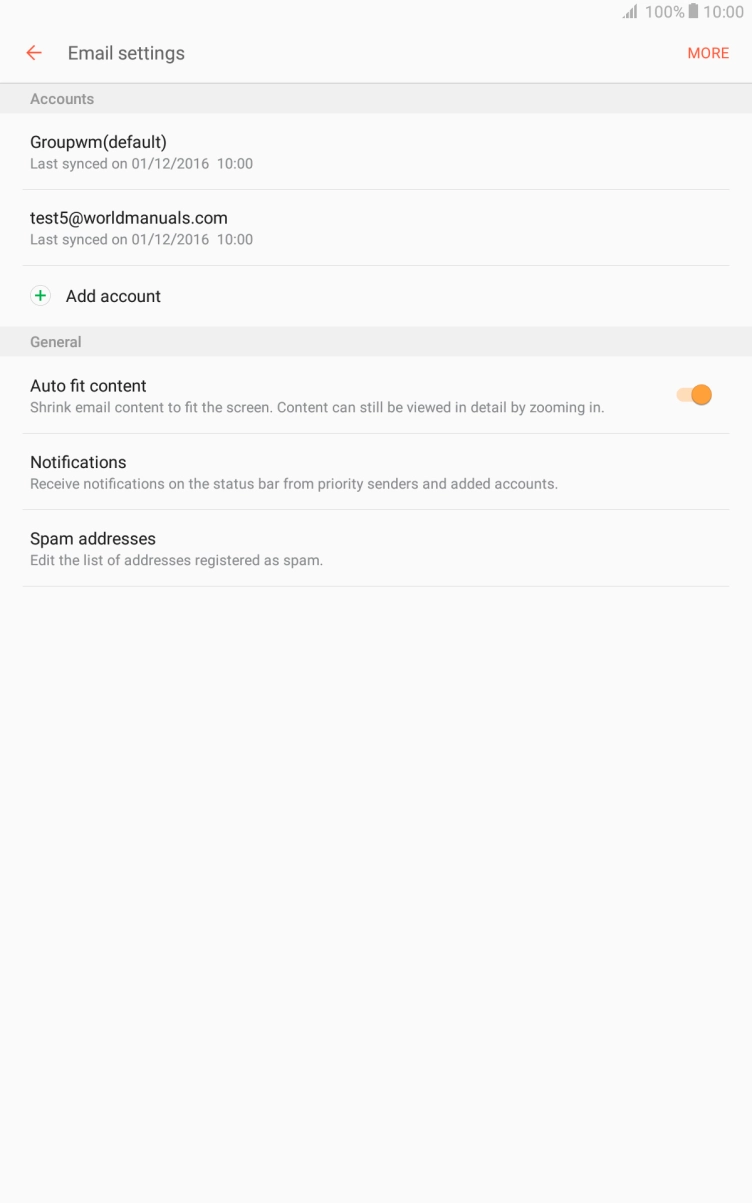 Press the required email account. Press the required email account.