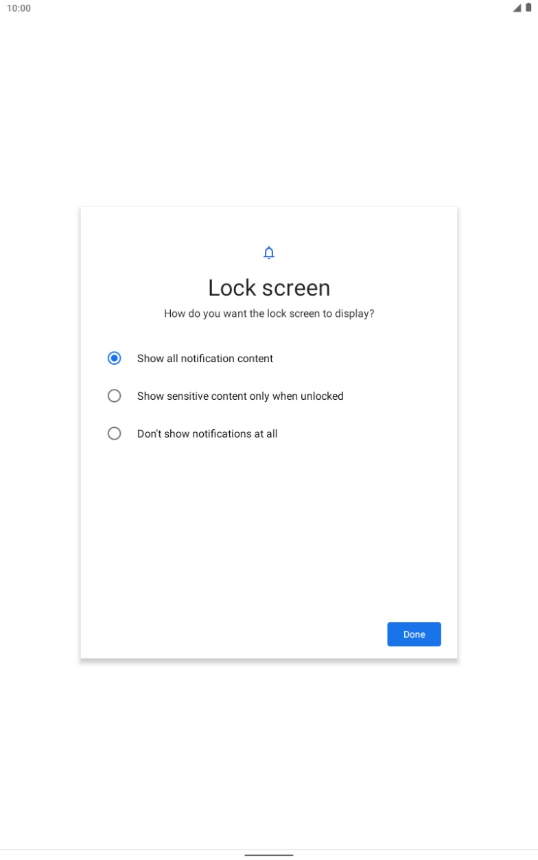 Press the required setting. Press the required setting.