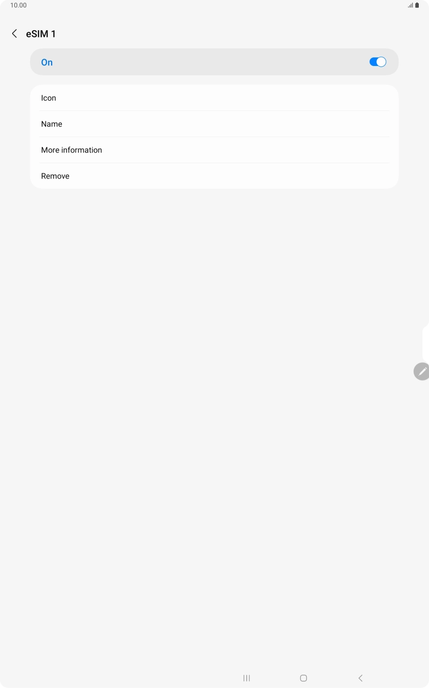 Press the indicator to turn use of eSIM on or off.