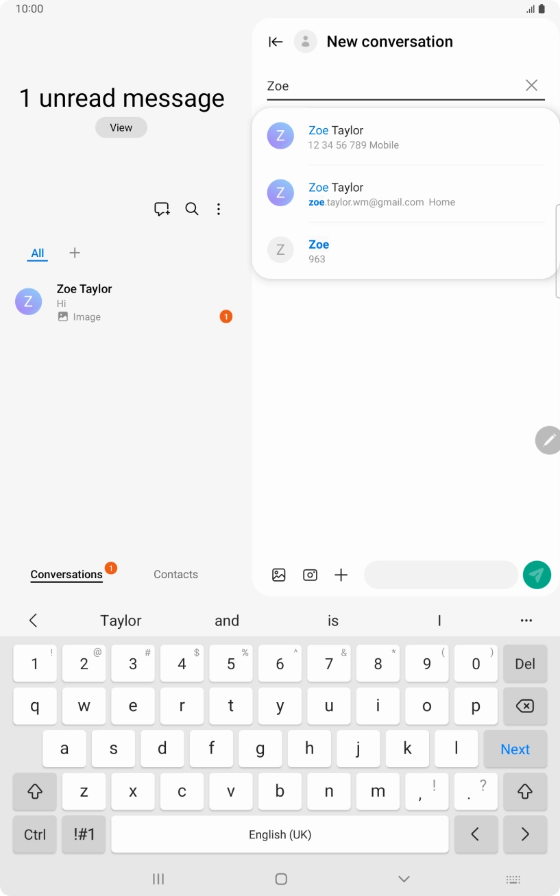 Press the required contact.