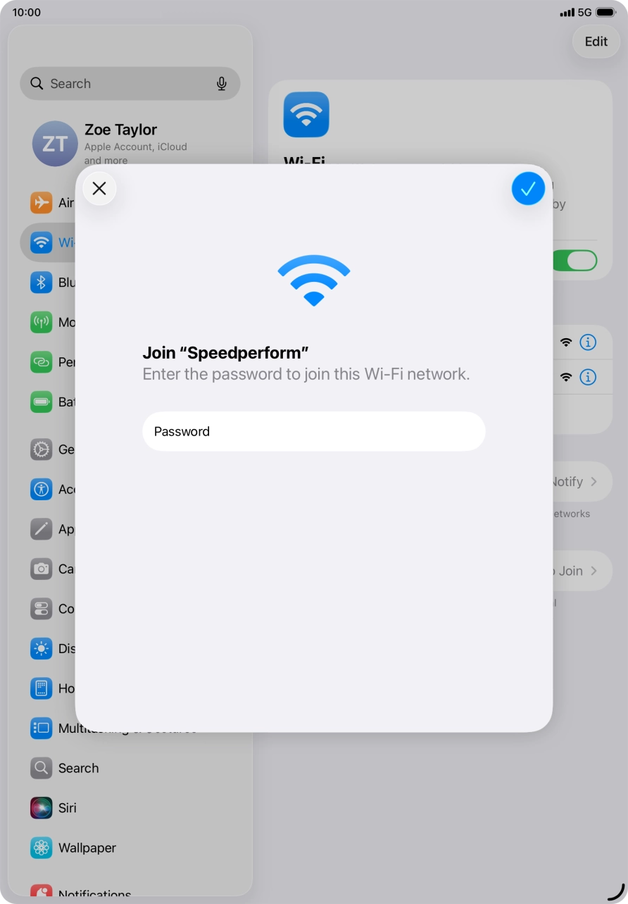 Press the confirm icon.