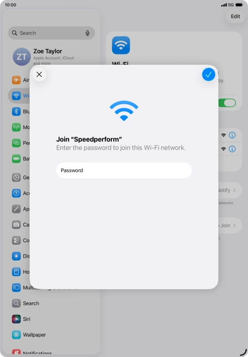 Press the confirm icon.