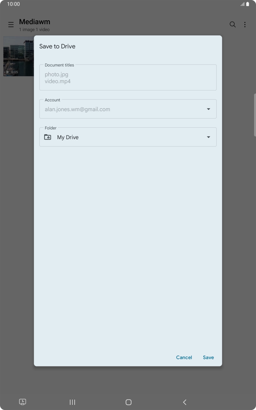 Press the field below 'Folder' and go to the required folder.