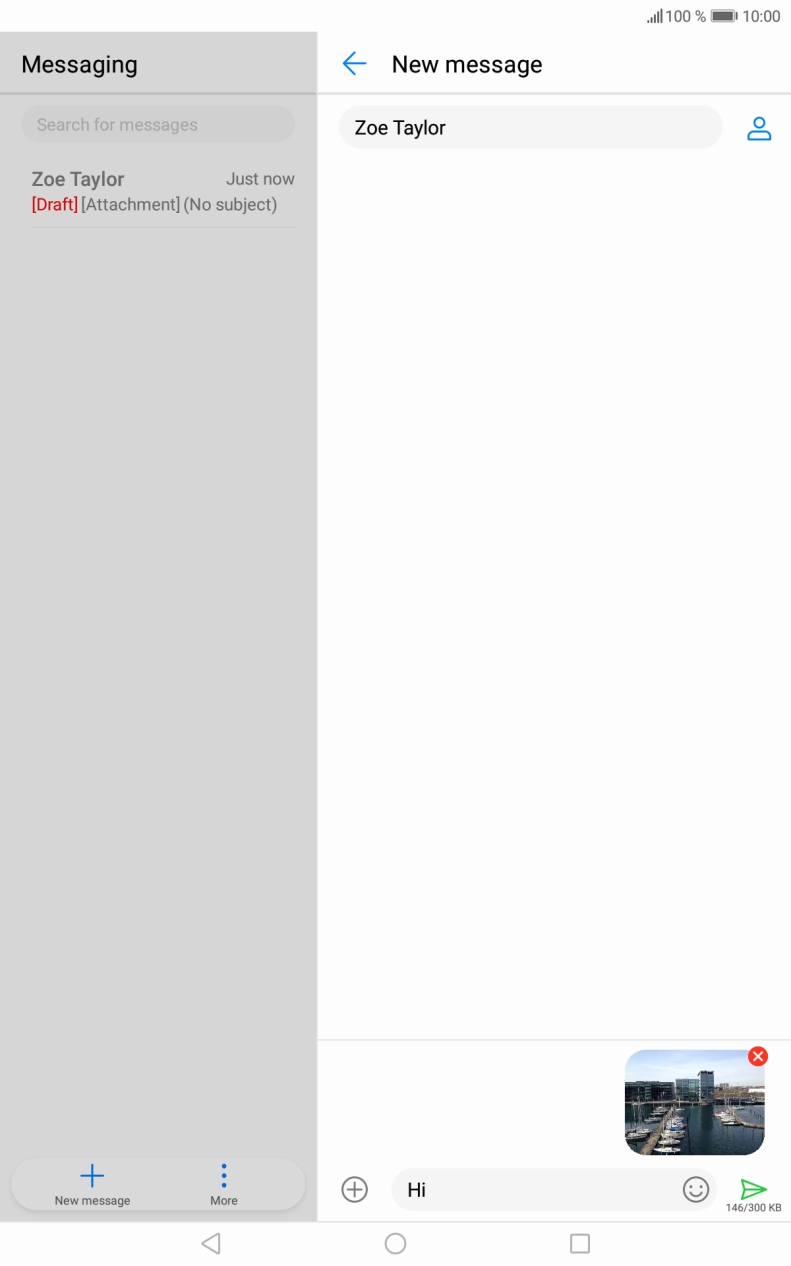 Press the send icon when you've finished your picture message. Press the send icon when you've finished your picture message.