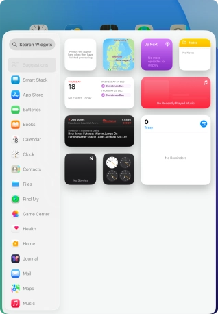 Press the required widget.