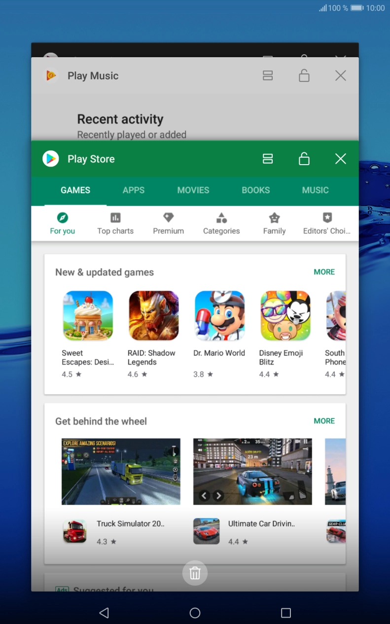 To end one running application, slide your finger right on the required application.