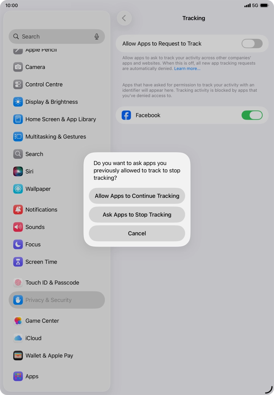 If you turn off the function, press the required setting.