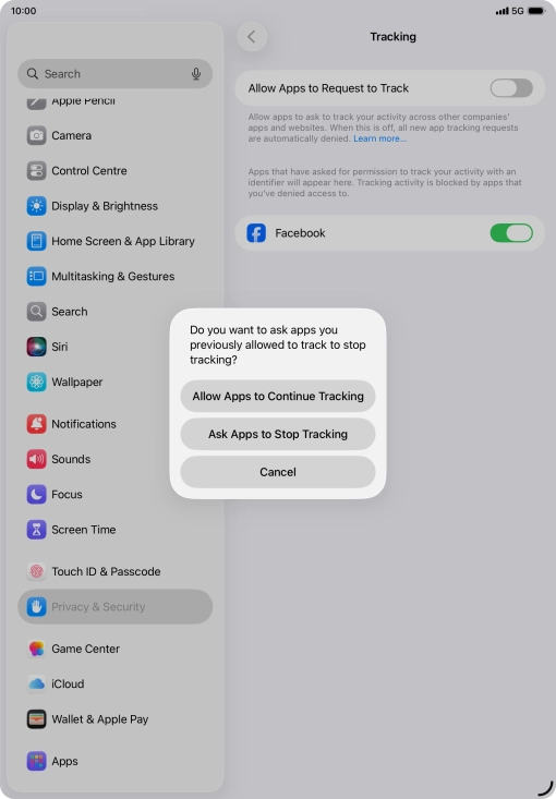 If you turn off the function, press the required setting.