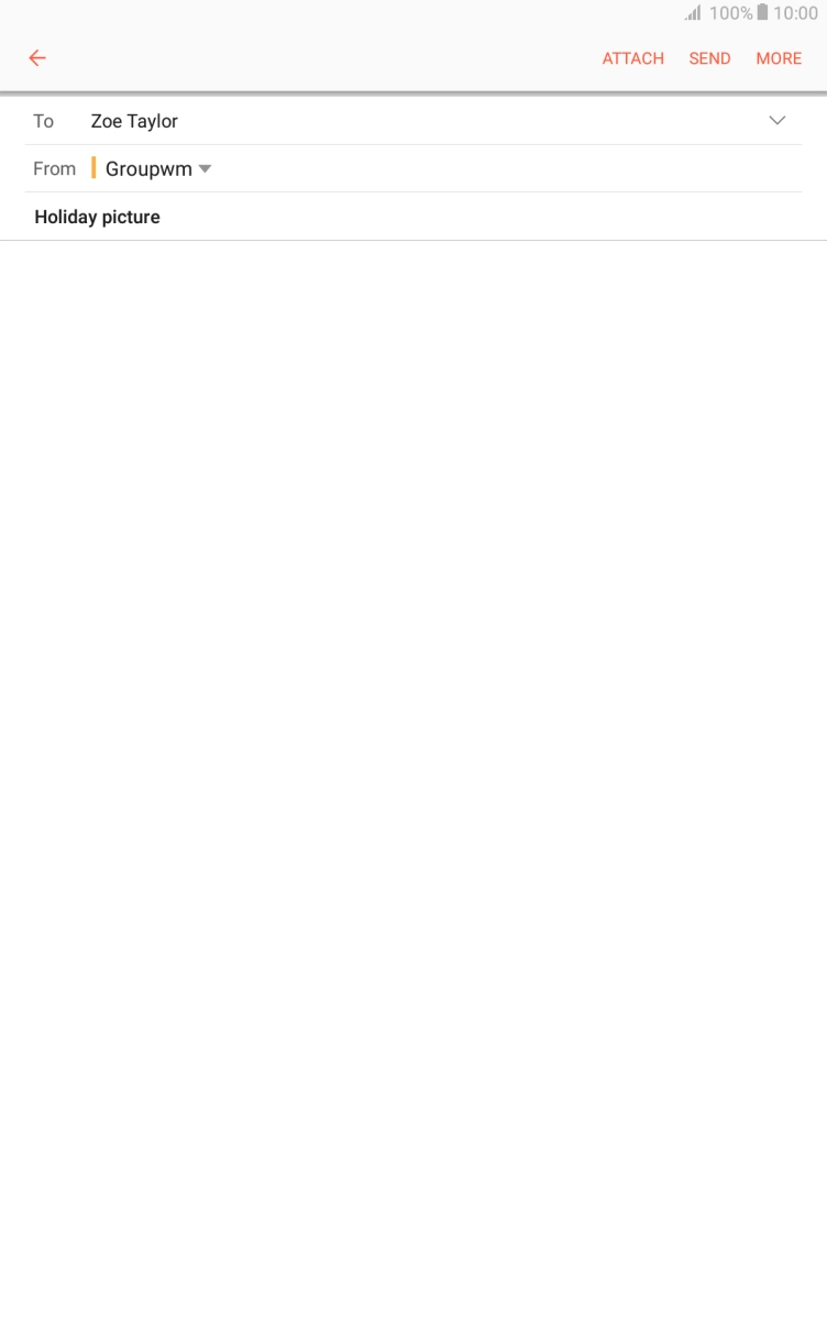 Press the text input field and write the text for your email.