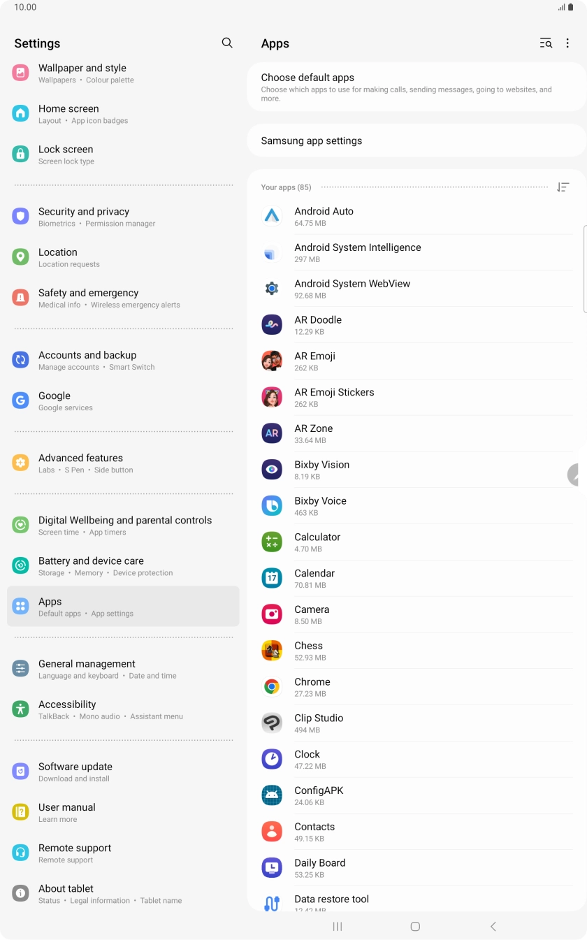 Press the required app.