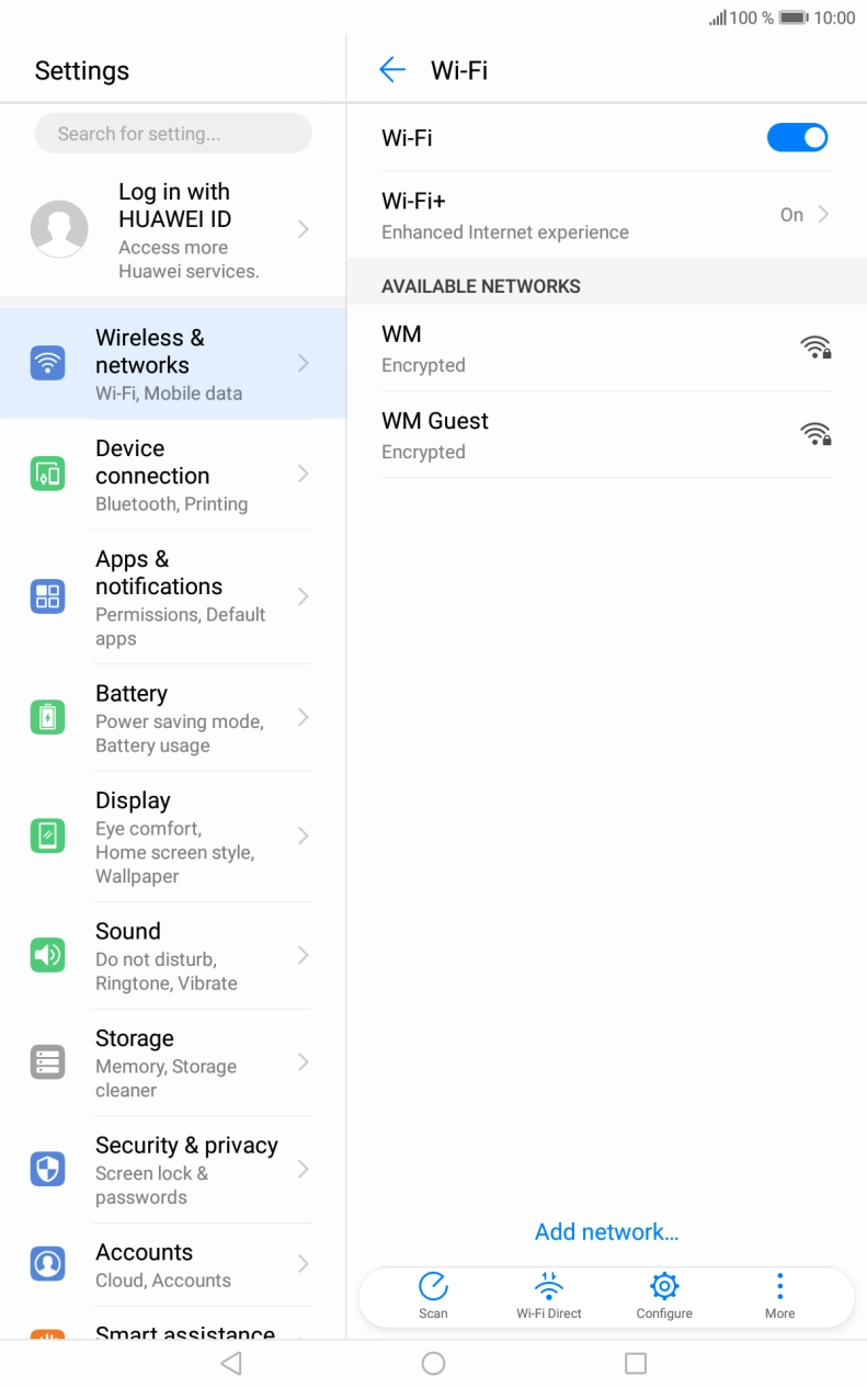 Press the required WiFi network.
