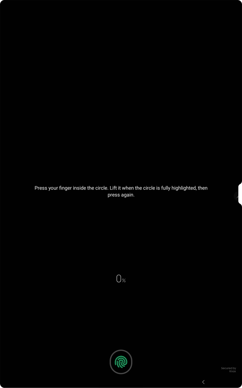 Follow the instructions on the screen to create the lock code using your fingerprint. Follow the instructions on the screen to create the lock code using your fingerprint.