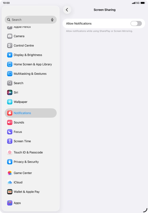 Press the indicator next to 