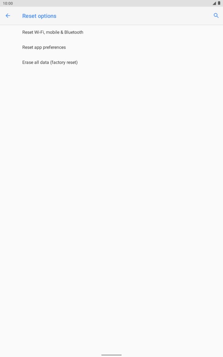 Press Erase all data (factory reset).