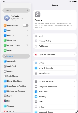 Press Software Update. If a new software version is available, it's displayed. Follow the instructions on the screen to update the tablet software.