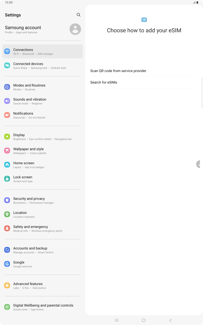 Press Scan QR code from service provider. Press Scan QR code from service provider.