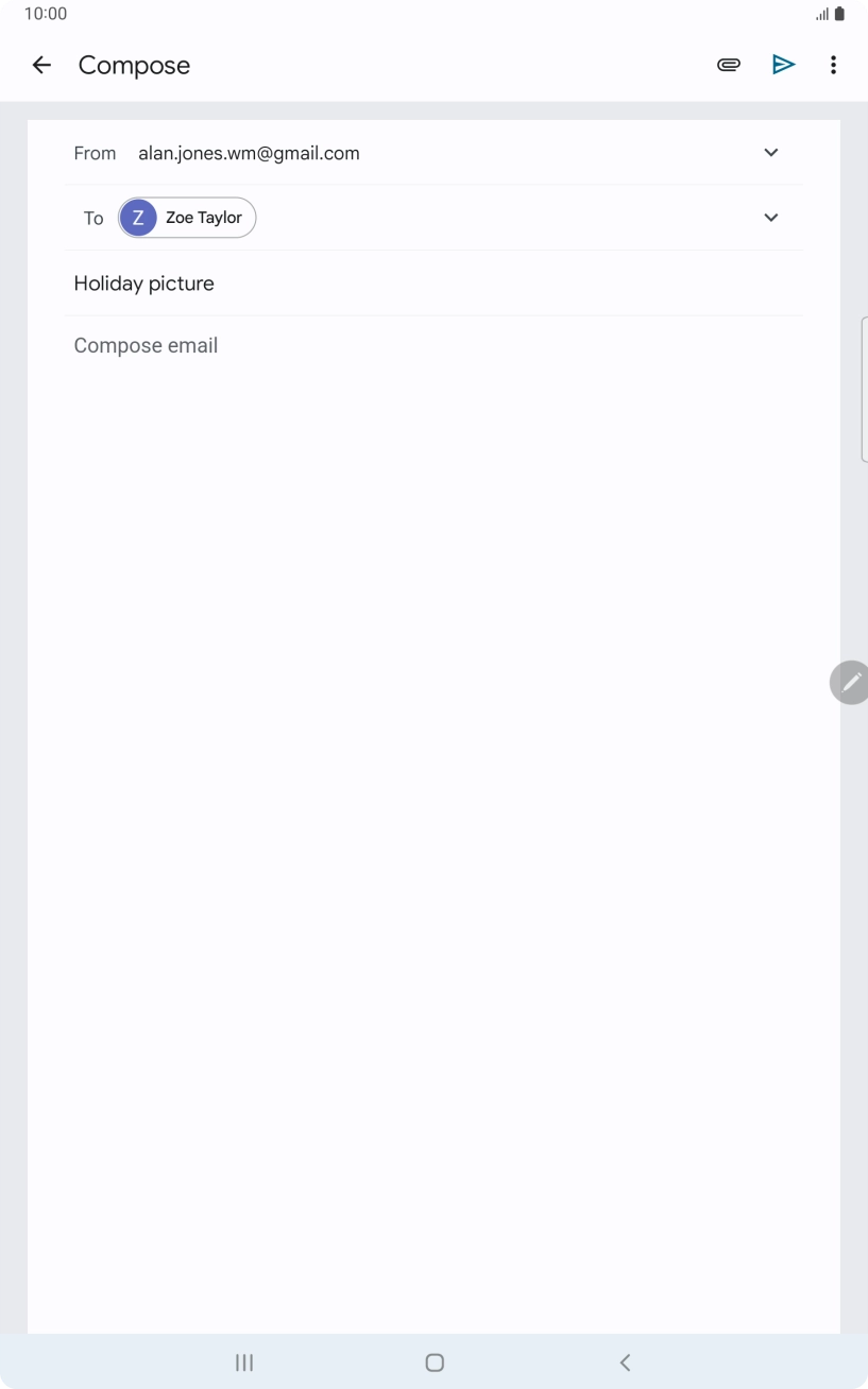 Press the text input field and write the text for your email.