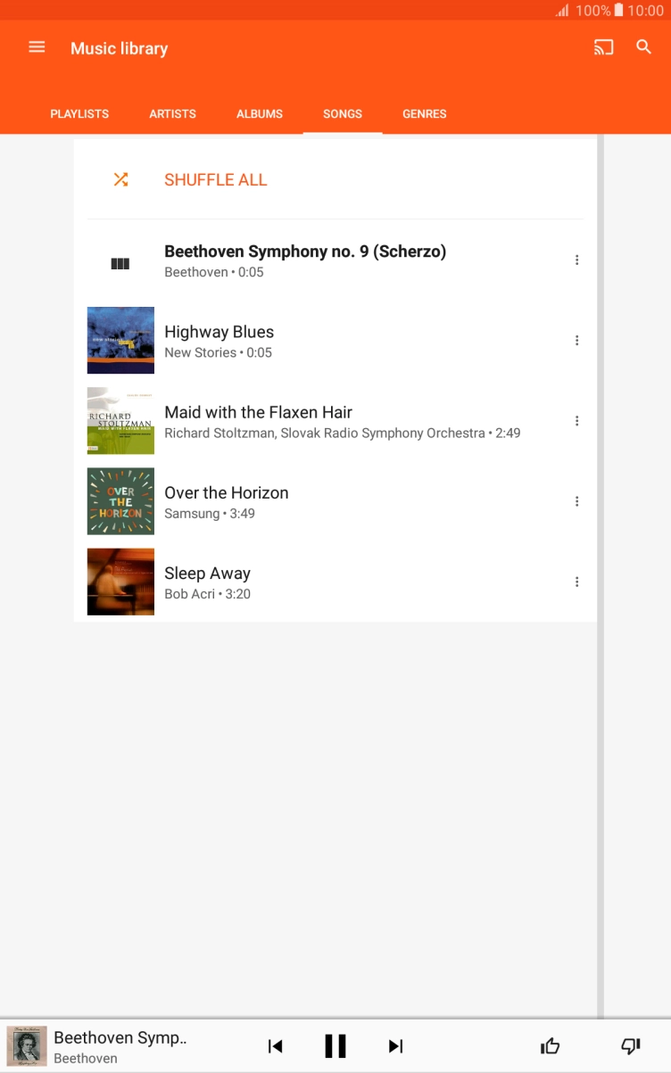 Press the song title at the bottom of the screen.