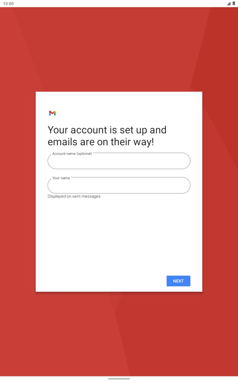Press the field below 'Account name (optional)' and key in the required name. Press the field below 'Account name (optional)' and key in the required name.