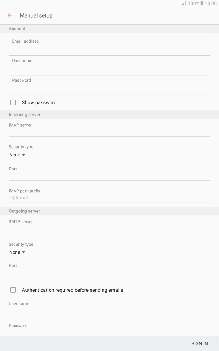 Press Authentication required before sending emails to turn on the function. Press Authentication required before sending emails to turn on the function.