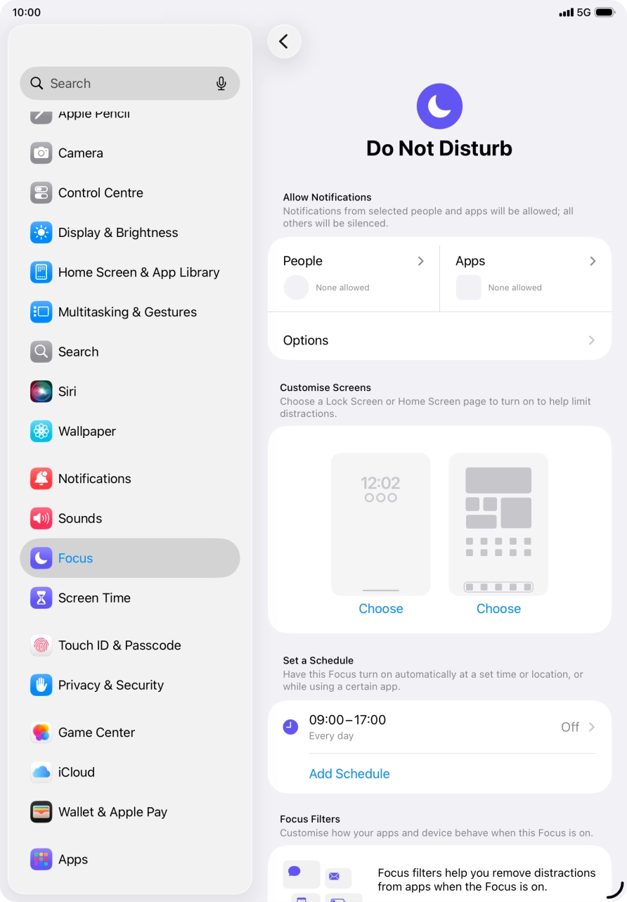 Press People and follow the instructions on the screen to select which contacts you would like to receive calls and notifications from when Do Not Disturb is turned on.